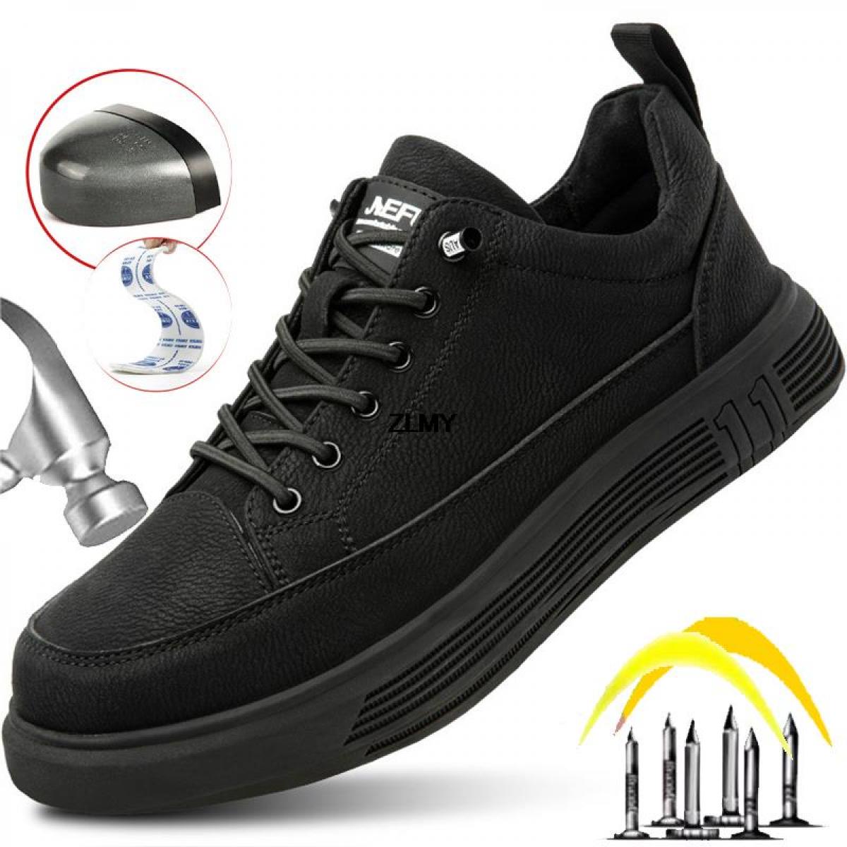 Micro Leather Safety Shoes Men Anti Stab Work Shoes Steel Toe Sneakers Man Work Safety Boots Anti Spark Welder Shoes Wat