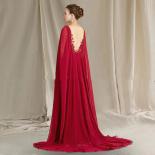 Weilinsha A Line Red Mother Of The Bride Dresses Elegant V Neck Brush Train Chiffon Wedding Guest Gowns Pleats Appliques