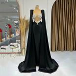Sequin Beading Black Satin Mermaid Prom Dresses With Wrap Sleeves Sweethearts Evening Dress Formal Party Gowns 2023 Vest