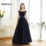 Bepeithy Navy Blue Lace  Prom Dress With Beaded Belt Vestido De Noche  Open Back Long Evening Dress Party Elegant 2023  