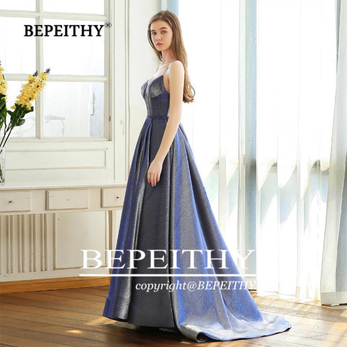 Bepeithy  New Design A Line Sparkle Evening Dresses Long Sweep Train Glitter Elegant Party Prom Dress Robe De Soiree Hot