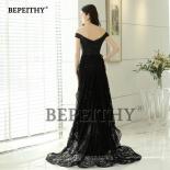 Bepeithy New Design Black Lace Long Evening Dresses Party Elegant  Robe De Soiree Mermaid Prom Dress With Lace Skirt  Ev
