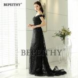 Bepeithy New Design Black Lace Long Evening Dresses Party Elegant  Robe De Soiree Mermaid Prom Dress With Lace Skirt  Ev