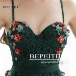 Bepeithy Green Lace Long Prom Dresses Spaghetti Straps With Flowers Vestidos De Fiesta Elegantes Para Mujer Vintage Part