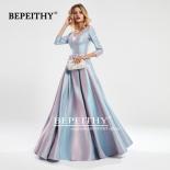 Bepeithy Glitter Aline Long Evening Dress With Three Quarter Sleeves Vintage Robe De Soiree Vneck Promdresses   Evening 