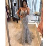  African Lace Mermaid Prom Dresses Sleeveless For Black Girl See Through Shinning Evening Party Gowns Custom Made For Wo