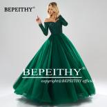 Bepeithy Long Sleeves Ball Gown Evening Dresses Sweetheart Robe De Soiree Green Evening Dress Party  Abendkleider  Eveni