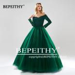 Bepeithy Long Sleeves Ball Gown Evening Dresses Sweetheart Robe De Soiree Green Evening Dress Party  Abendkleider  Eveni
