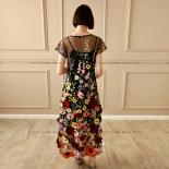 Elegant Prom Dresses Jewel Neck Short Sleeves A Line Evening Dress Flowers Party Gowns Illusion Ankle Length Tulle فس