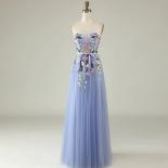 Tulle Evening Dresses A Line Prom Dress Sweetheart Neck Sleeveless Illusion Flowers Elegant Wedding Party Gowns Floor Le