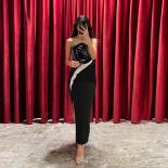 Black Prom Dresses Strapless Mermaid Evening Dress 2023 Elegant For Women Flowers Wedding Party Gowns Ankle Length فس