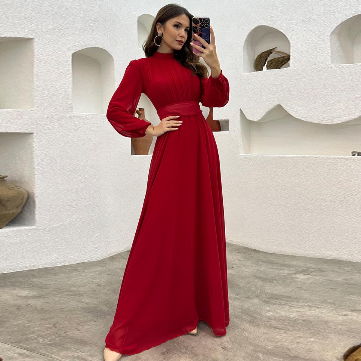 Abiti da ballo bordeaux Abiti da cerimonia semplici in chiffon con