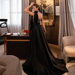 Mermaid Evening Dresses One Shoulder Black Formal Prom Dress Women Satin Celebrity Party Gowns Appliques 2023