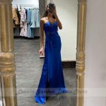 שמלות ערב בתולת ים סאטן כחולה באורך הרצפה מתוקה שמלות אירוע רשמי רוכסן מפוצל בצד 2023 מסיבת חתונה