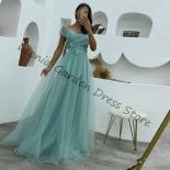 Purple A Line Tulle Party Dresses Floor Length Off The Shoulder With Bow Belt Prom Dresses Sweetheart Formal Occasion Dr