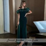 Green Jersey Prom Gowns Ankle Length One Shoulder Strapless Evening Dresses For Women Mermaid Side Split Formal Occasion