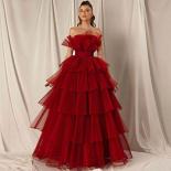 Burgundy Tulle Dresses For Women Party Wedding Evening Strapless Tiered Backless A Line Wedding Guest Gowns Elegant Cust