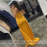 Yellow Satin Mermaid Evening Gowns Women 2023 Summer Floor  Length Sweetheart Simple Party Dress Lace Up Back فساتي