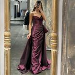  Mermaid Evening Dresses 2023 Women Floor Length V Neck Satin Prom Gowns Sleeveless Zipper Back Beading Strapless Custom