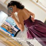  Mermaid Evening Dresses 2023 Women Floor Length V Neck Satin Prom Gowns Sleeveless Zipper Back Beading Strapless Custom