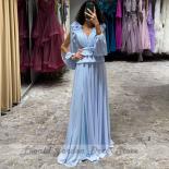 Chiffon Aline Evening Gowns Puffy Full Sleeve Floor Length V Neck Wedding Party Gowns 2023 Elegant Custom Made فستا