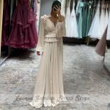 Chiffon Aline Evening Gowns Puffy Full Sleeve Floor Length V Neck Wedding Party Gowns 2023 Elegant Custom Made فستا