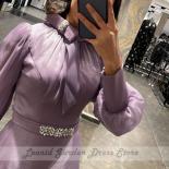 Purple Elegant A Line Evening Dresses 2023 New Arrive Puffy Full Sleeve O Neck Beading Occasion Gowns Custom Made فست