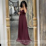 Burgundy Evening Party Gowns 2023 A Line Chiffon Floor Length Swetheart Short Sleeve Party Dresses Button Back New Appli