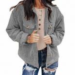 Camisas de pana de manga larga para mujer, chaquetas con solapa, abrigos cortavientos lisos holgados y elegantes, abrigo de gran