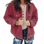 2023 Autumn Spring Women Long Sleeved Corduroy Shirts Jackets Lapel Loose Elegant Solid Windbreaker Coats Oversize Mante