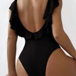 2022  Ruffle Swimsuit One Piece Swimwear Women Summer Push Up Bathing Suit Solid Swimming Suit Monokini Beach Wear Bikin