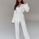 2023 Solid Color Pajamas For Women Robe Sets Full Sleeves Women's Home Clothes Trouser Suits Satin Nightgowns Spring Lou