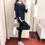 2023 Autumn Winter 2 Pieces Set Knitted Long Sleeve Pullovers Sweater Casual Patchwork Fashion Women Tops And Pants Suit
