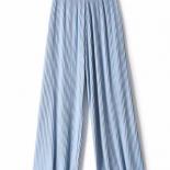 2023 Autumn Lce Silk Wide Leg Pants Women High Waist Pleated Straight Loose Straight Thin Casual Dragging Trousers Summe