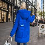 2023 New Loose Cotton Padded Coats Winter Women Hooded Parkas Thick Warm Wadded Jackets Lady Klein Blue White Green Oute