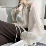 2023 camicia vintage in raso di seta autunno 2023 camicetta moda donna elegante camicetta femminile con colletto rovesciato cami