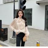 2023 Autumn Vintage Satin Silk Shirt Women Fashion Blouse Elegant Turn Down Collar Female Blouse White Long Sleeve Shirt