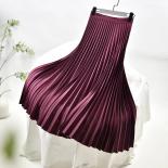 2023 Autumn Brand Designer Women Elegant Chic Solid Pleated Skirt Female Spring High Waist Luxury Casual With Elastic Lo