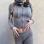 2023 New Two Piece Sets Women Tracksuit Long Sleeve Zipper Hooded Sweater Skinny Pants Suit Solid Casual Knitted Sweatsh