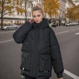 2023 New Women Winter Parkas  Hooded Bread Down Jacket White Thick Loose Casual Warm Cotton Padded Jacket Coat Outwear