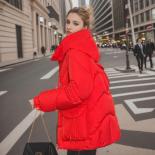 2023 New Women Winter Parkas  Hooded Bread Down Jacket White Thick Loose Casual Warm Cotton Padded Jacket Coat Outwear
