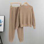 2023 New Autumn Winter Sweater Knitted Tracksuit Sweatshirts Fashion Women Suit Clothing 2 Piece Set Knit Pant Female Pa