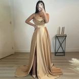  Square Collar Evening Dresses For Women 2023 Floor Length Side Split A Line Simple Ruched Wedding Guest Gowns فستا