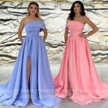 Elegant Simple A Line Evening Gowns 2023 Off  The Shoulder Floor Length High Side Split Party Dress Custom Made فستا