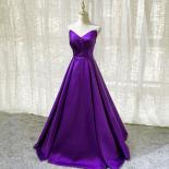 Purple Deep V Neck Prom Gowns Satin Floor Length Simple Long Party Dress A Line Wedding Guest Gowns Lace Up Custom فس