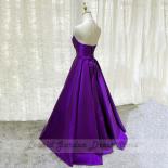 Purple Deep V Neck Prom Gowns Satin Floor Length Simple Long Party Dress A Line Wedding Guest Gowns Lace Up Custom فس