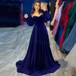 Dark Blue Velour Evening Dresses For Women 2023 Floor Length Party Dresses Sweetheart Elegant A Line Custom Vestido De N