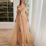 Spaghetti Strap Deep V Neck Graduation Dresses 2023 A Line Side Split Floor Length  Zipper Back Star Wedding Guest Gowns