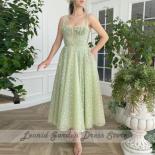 Green Spaghetti Strap Sweetheart Prom Gowns 2023 Floor Length Tulle Zipper Back Graduation Dresses A Line Flowers Custom