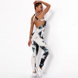 Seamless Tiedyed Jacquard Bubble Yoga Pants Ink Painting Slim Fit Peach Hip Raise Strap Jumpsuit Workout Gym Leggings Fo